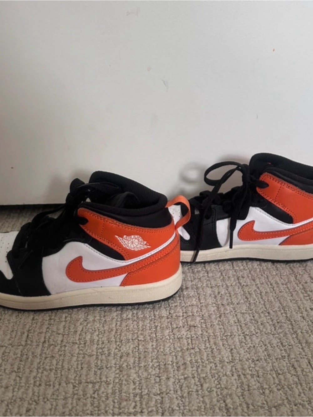 Nike Kids Orange, Black & White Mid-Top Sneakers